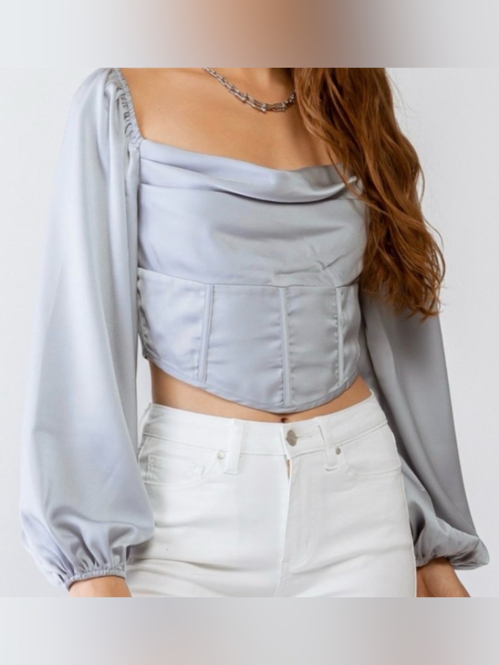 Le Lis Satin Corset Crop Top